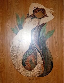 Panneau de marqueterie représentant une sirène